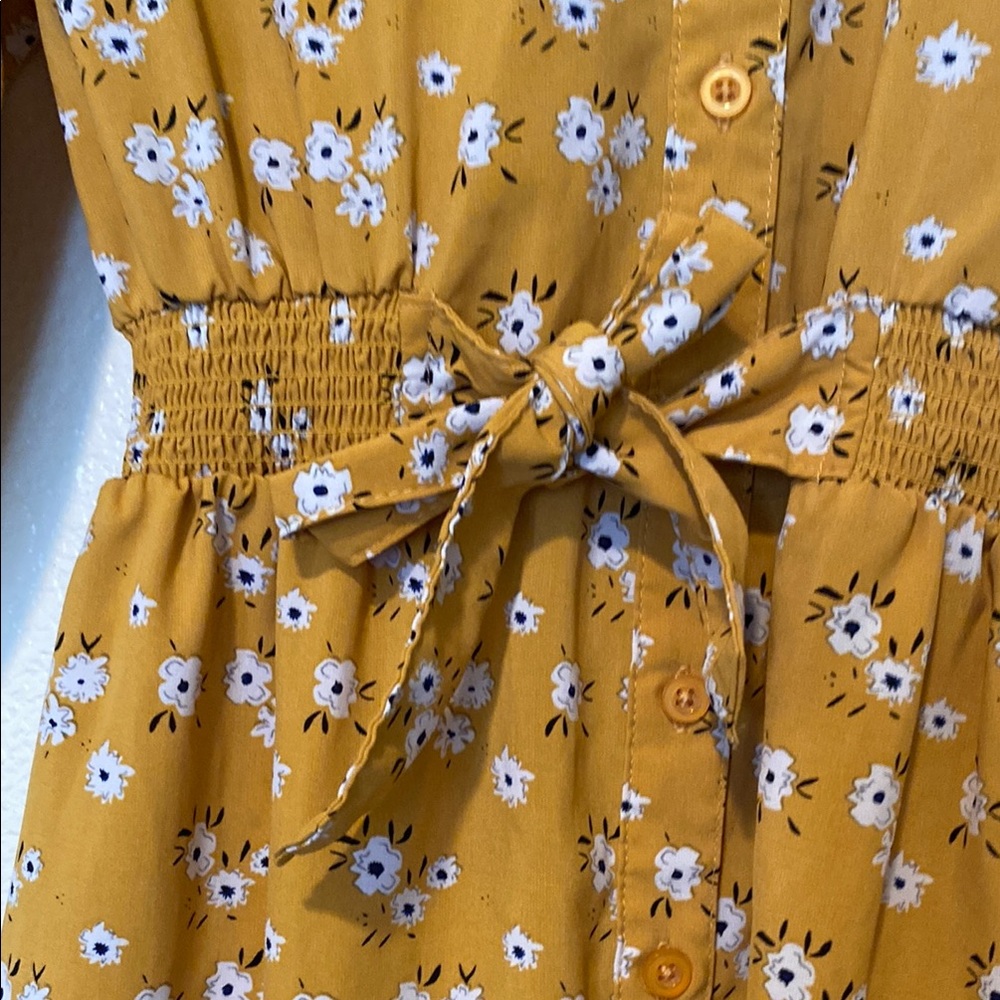 Women’s Mustard Floral Midi Dress Size M - Picture 5 of 11